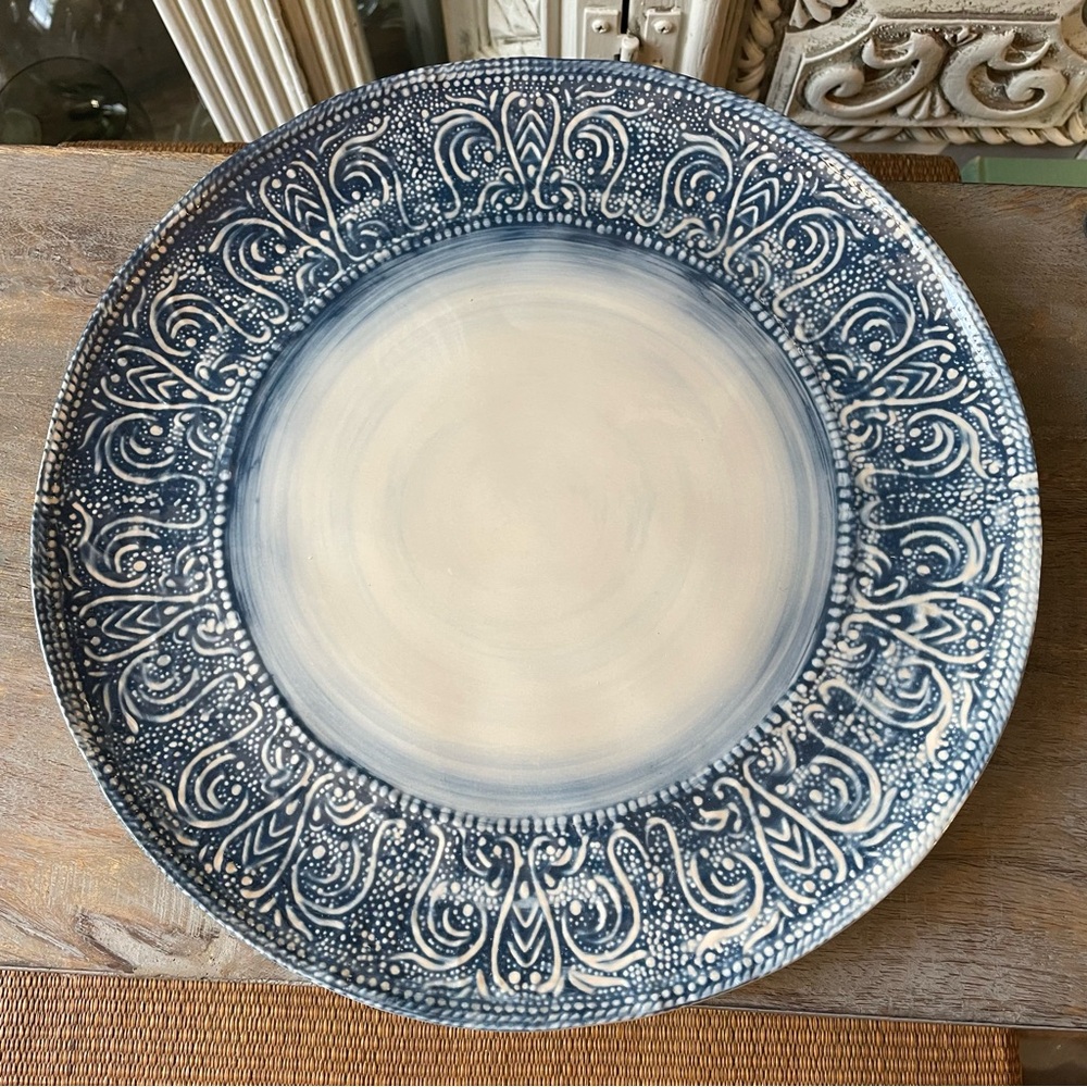 Gallery Blue & white melamine dinner plate